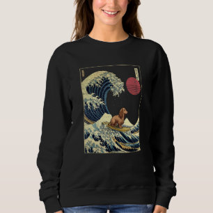 Långhårig Dachshund Japansk Kanagawa-våg Surf T Shirt