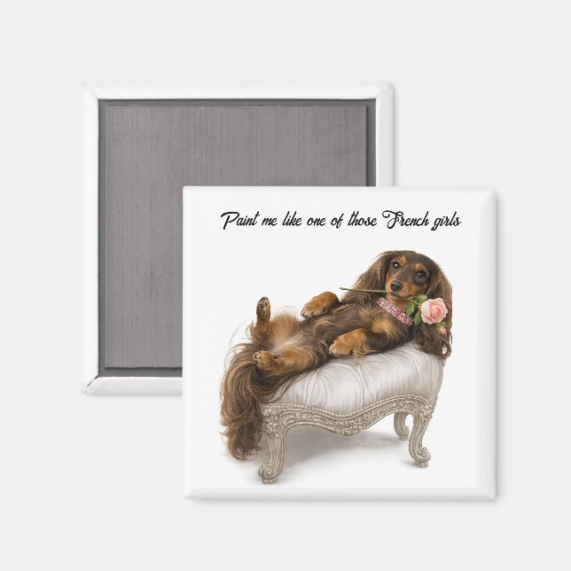 Långhårig Dachshund  Magnet (Front/Back)