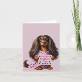 Långhårig Dachshund Mors Dag Kort