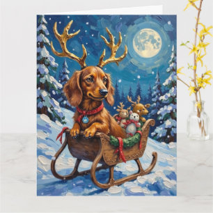 Långhårig Dachshund Ren Sleigh Kort