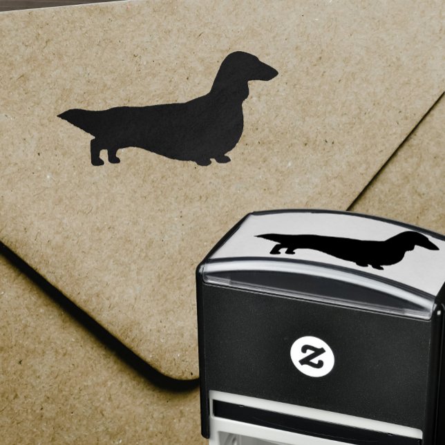 Långhårig Dachshund Silhouette | Wiener Hund Självfärgande Stämpel (Skapare uppladdad)