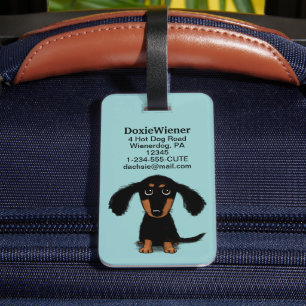 Långhårig Dachshund-valp Bagagebricka