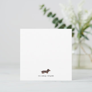 Långhårig Dachshund Vattenfärg Platt Notkort Inbjudningar