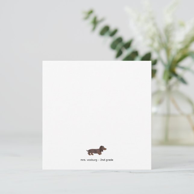 Långhårig Dachshund Vattenfärg Platt Notkort Inbjudningar (Stående Fram)