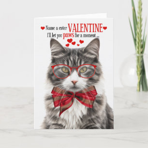 Långhårig Grått Tabby katt Valentine Kattdjur Humo Helgkort