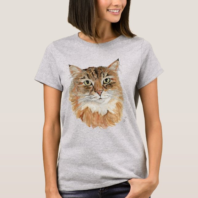 Långhårig katt t shirt (Framsida)