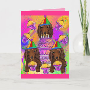 Långhårig röd dachshund helgkort