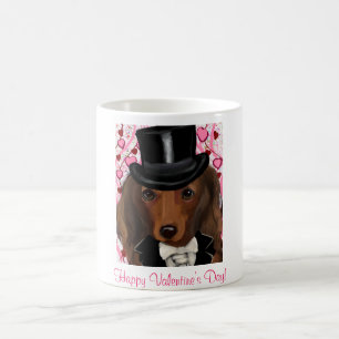 Långhårig röd doxie kaffemugg