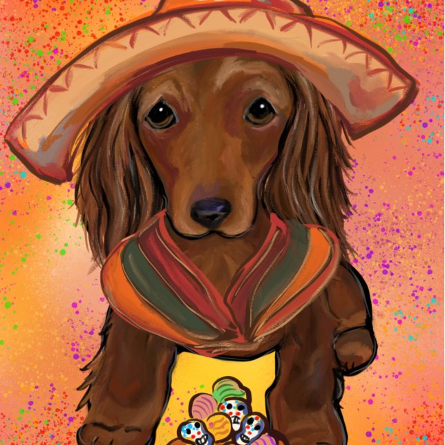 Långhårig röd Doxie Kort (Skapare uppladdad)