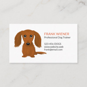 Långhårig röd gullig Doxie tecknad hund för tax Visitkort