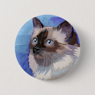 Långhårig Siamese Himalayan katt Knapp
