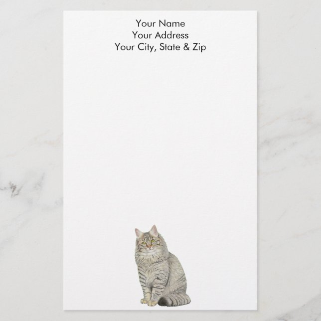 Långhårig Tabby katt Brevpapper (Framsida)