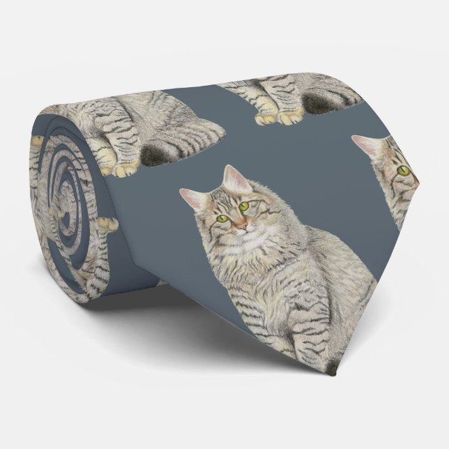 Långhårig Tabby katt Slips (Rullad)