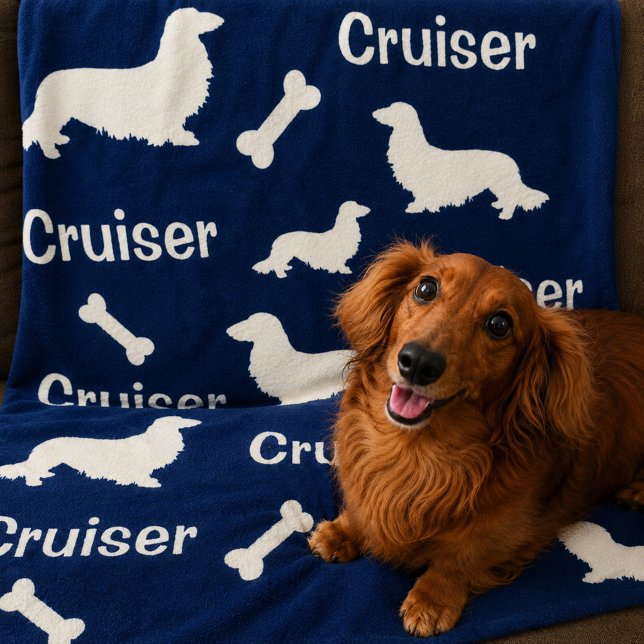 Långhårig tax anpassad marin filt  (long hair doxie blanket)