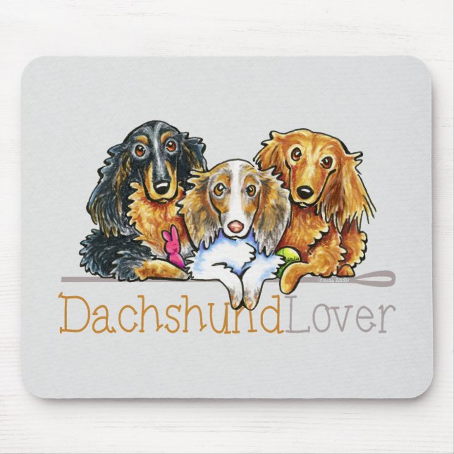 Långhåriga Dachshund Älskare Musmatta (Framsidan)