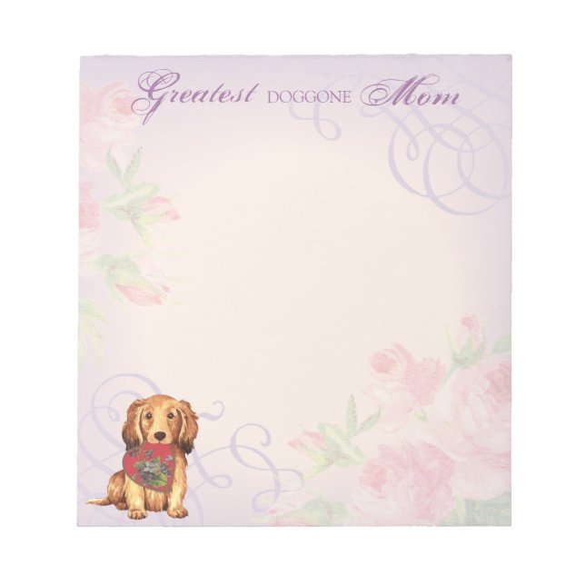 Långhåriga Dachshund Heart Mamma Anteckningsblock (Framsida)