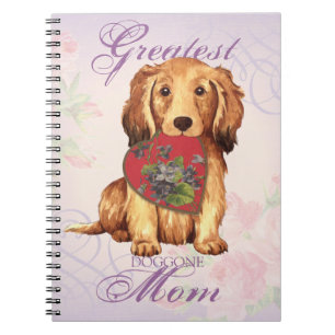Långhåriga Dachshund Heart Mamma Anteckningsbok Med Spiral