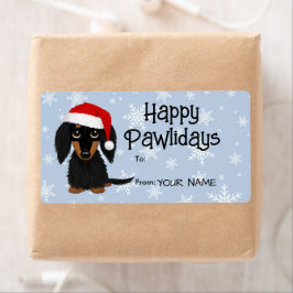 Långhåriga Dachshund Hund julklappsetiketter Fraktsedel