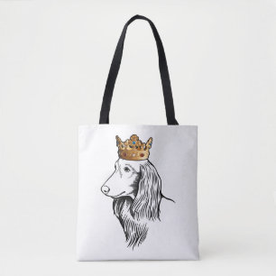 Långhåriga Dachshund Hund Wearing Krona Tygkasse