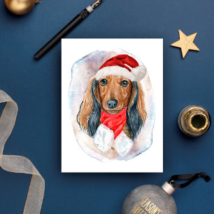 Långhåriga Dachshund Julpresenter För Hundälskare Helg Vykort