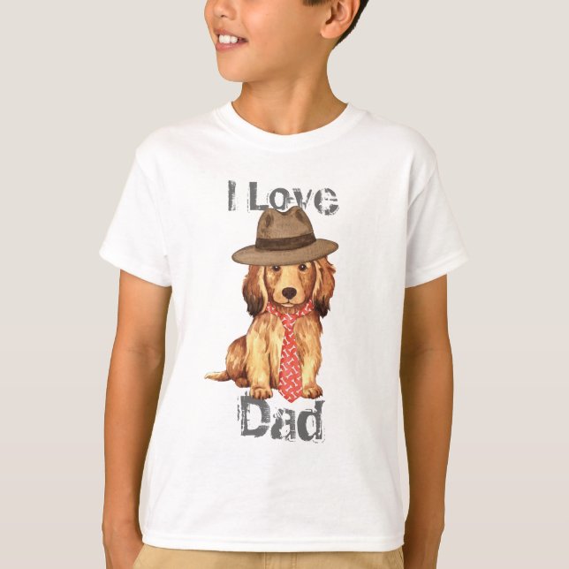 Långhåriga Dachshund Pappa Tee Shirt (Framsida)