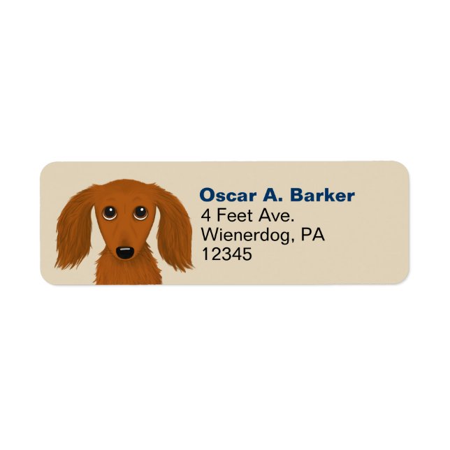Långhåriga Dachshund | Wiener Hund Returadress Returadress Etikett (Framsidan)