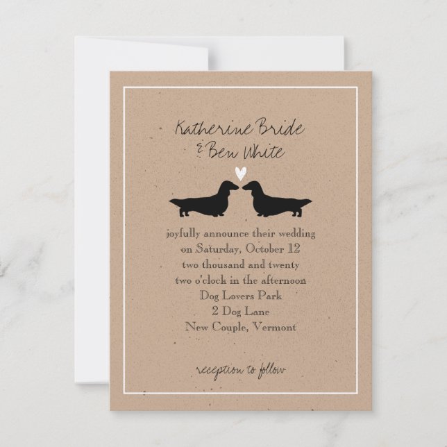 Långhåriga Dachshunds Bröllopsinbjudan Inbjudningar (Framsida)