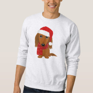 Långhåriga Hund Dachshund jultomten Lång Ärmad Tröja