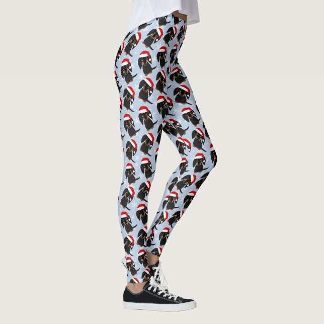 Långhåriga jultomten Black och Tan Dachshund Leggings (Höger)