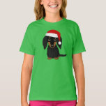 Långhåriga jultomten Black och Tan Dachshund T Shirt<br><div class="desc">Sprid lite jultjusning med den här vackra långhåriga svarta och beigefärgade helgdag-tröjan! Denna trevliga jultomte-hund kommer att ge ett leende åt alla dachshund älskare ansikte. Denna bekväma t-shirt är perfekt för alla helgdag firande. Bära det till jul party, när du dekorerar träd, eller på julförmiddagen för att visa kärlek i...</div>
