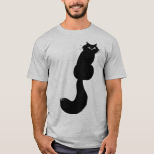 Långhåriga svarta Kattunge Tittar över skulder T Shirt