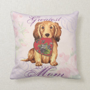 Långhårigare Dachshund Heart Mamma Kudde