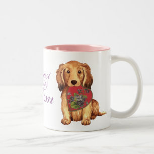Långhårigare Dachshund Heart Mamma Två-Tonad Mugg