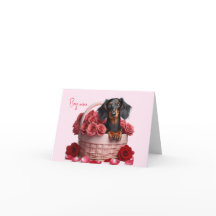 Långhårigt Dachshund Alla Hjärtans Dag-kort