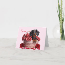 Långhårigt Dachshund Alla Hjärtans Dag-kort Kort