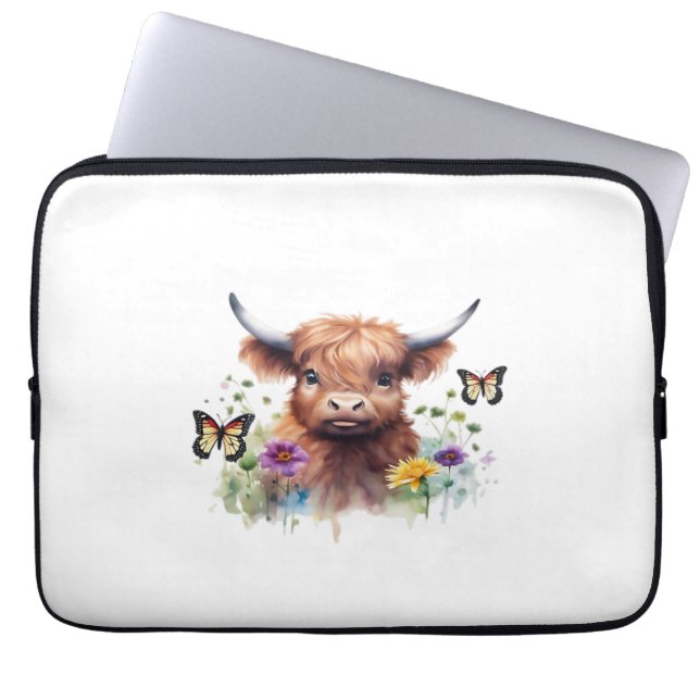 Långhögland Baby Cow Classic T-Shirt Laptop Fodral (Framsidan)