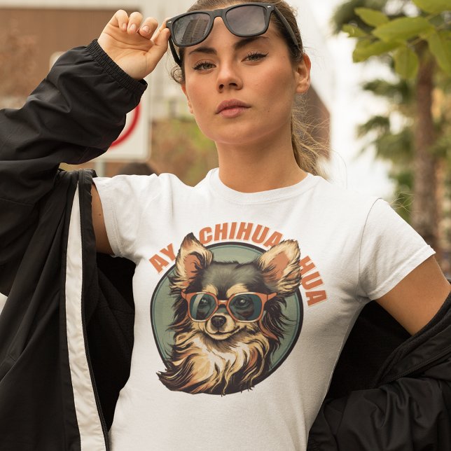 Långhögpriskyhuahua Wearing Sunglass T Shirt (Skapare uppladdad)