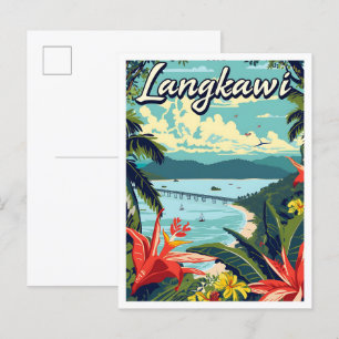 Langkawi Malaysia Artistic Travel Illustration Vykort