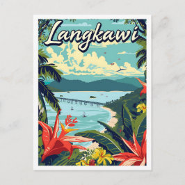 Langkawi Malaysia Artistic Travel Illustration Vykort