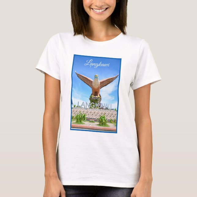 Langkawi Malaysia Eagle Statue Landmark Souvenir T Shirt (Framsida)