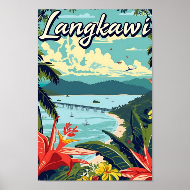 Langkawi Malaysia Konstnärlig Resillustration Poster (Framsidan)