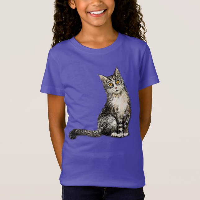 Långkorkad katt T-Shirt (Framsida)
