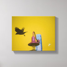 Langley Crow Light Post Yellow Pink Konst