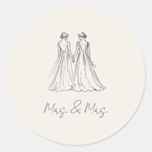 Langley Mrs. & Mrs Bröllop Runt Klistermärke