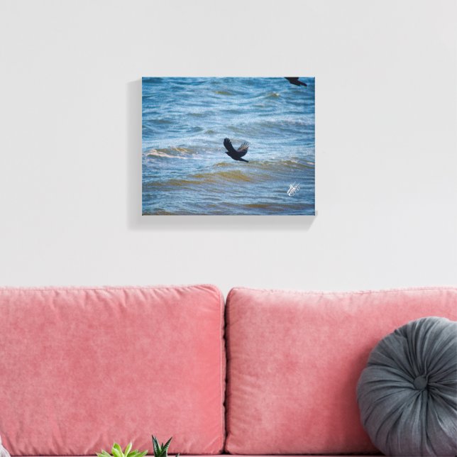 Langley Waterfront Two Birds Ripple Fotografi Canvastryck (Insitu (Vardagsrum))