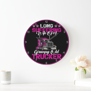 Långlivad frun Grumpy Trucker Stor Klocka