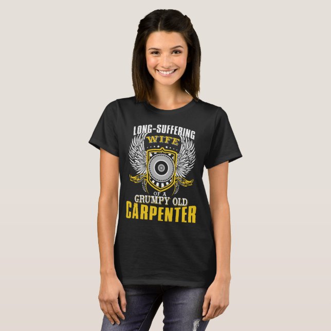 Långlivad hustru till en grumpy Old Carpenter T-shirt (Hel framsida)