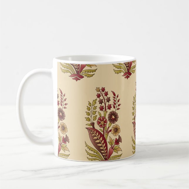 Långlivade motiv, mönster bakgrunddes kaffemugg (Vänster)
