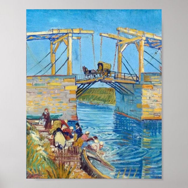 Langlois Bridge i Arles (1888) Van Gogh Fine Art Poster (Framsidan)