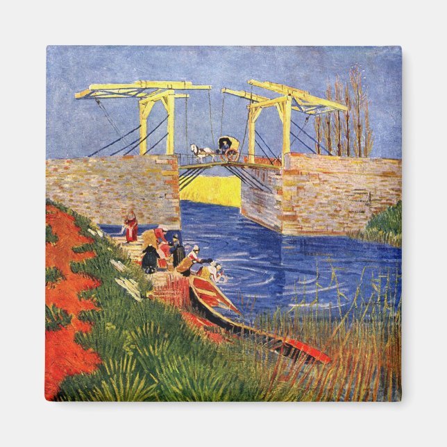 Langlois Bridge i Arles av Vincent van Gogh Magnet (Framsidan)